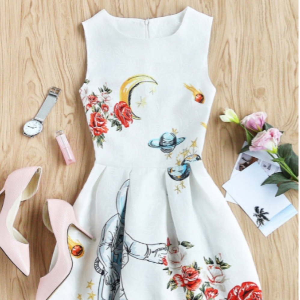 Embossed Fit & Flare Dress